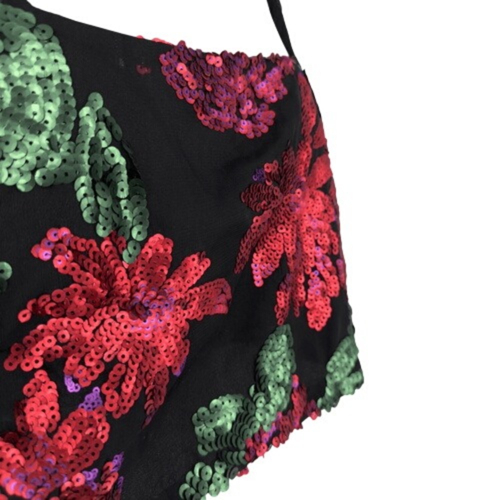Show Me Your Mumu S Black Floral Sequin Tara Crop Top Festival Party USA Bling - Picture 4 of 8